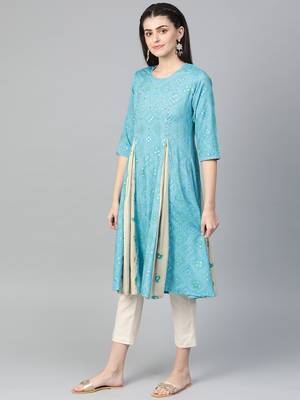 Blue printed liva kurtas-and-kurtis 3