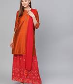 Orange plain dupion silk salwar