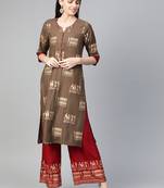 Brown printed rayon salwar
