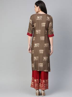 Brown printed rayon salwar 2