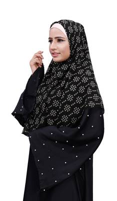 Justkartit White Color Printed Women Chiffon Square Scarf Hijab 3