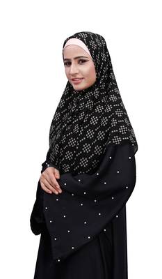 Justkartit White Color Printed Women Chiffon Square Scarf Hijab 4