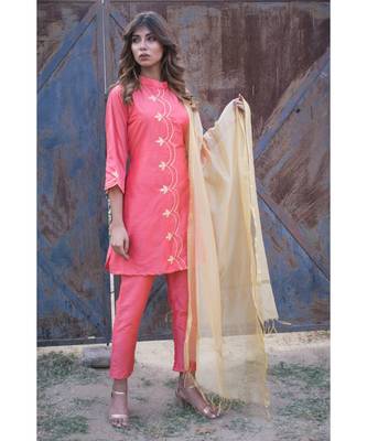 Peach Gota Cutwork Set 2