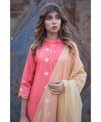 Peach Gota Cutwork Set 4