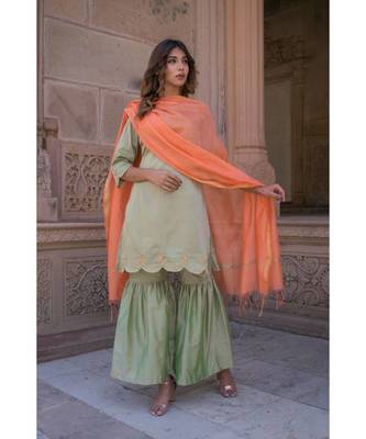 Olive Gharara Cutwork Set 1