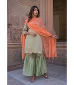 Olive Gharara Cutwork Set