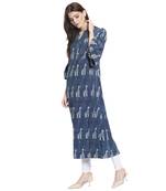 Blue printed viscose rayon kurtas-and-kurtis