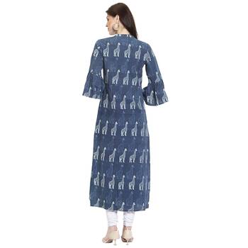 Blue printed viscose rayon kurtas-and-kurtis 2