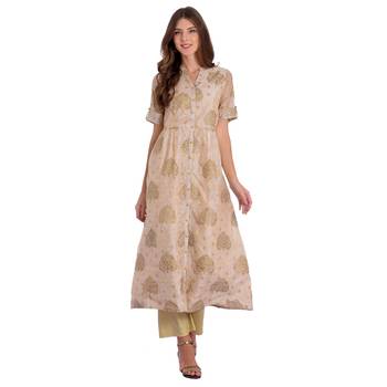 Beige printed chanderi kurtas-and-kurtis 1