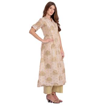 Beige printed chanderi kurtas-and-kurtis 2