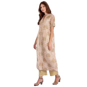 Beige printed chanderi kurtas-and-kurtis 3