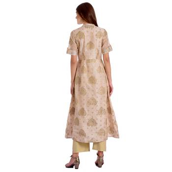 Beige printed chanderi kurtas-and-kurtis 4