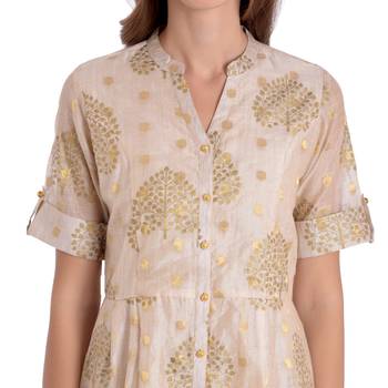 Beige printed chanderi kurtas-and-kurtis 5