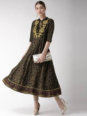 Black printed viscose rayon kurtas-and-kurtis 1