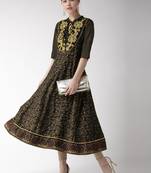 Black printed viscose rayon kurtas-and-kurtis