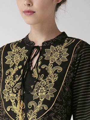 Black printed viscose rayon kurtas-and-kurtis 2