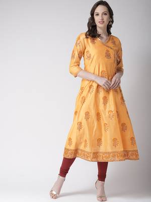 Peach printed chanderi kurtas-and-kurtis 1