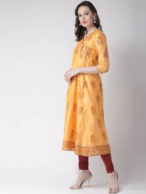 Peach printed chanderi kurtas-and-kurtis 3