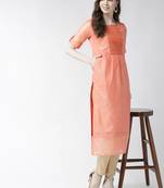 Peach plain chanderi kurtas-and-kurtis