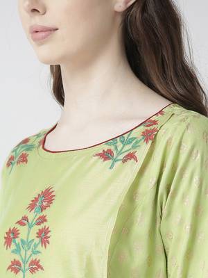 Green printed viscose rayon kurtas-and-kurtis 2
