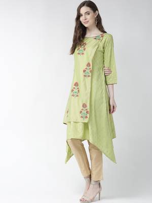 Green printed viscose rayon kurtas-and-kurtis 3