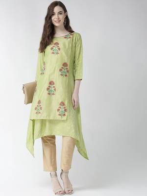 Green printed viscose rayon kurtas-and-kurtis 5