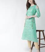 Sea-green woven chanderi kurtas-and-kurtis
