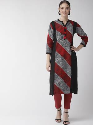 Black plain viscose rayon kurtas-and-kurtis 1