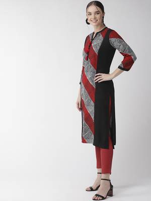 Black plain viscose rayon kurtas-and-kurtis 2