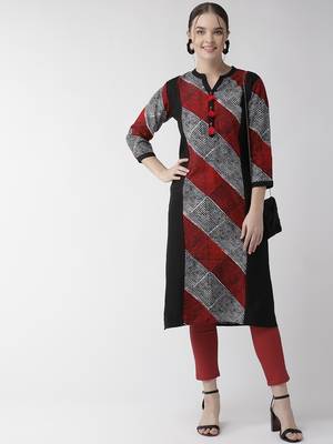 Black plain viscose rayon kurtas-and-kurtis 3