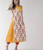 Yellow plain cotton kurtas-and-kurtis