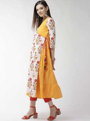 Yellow plain cotton kurtas-and-kurtis 2