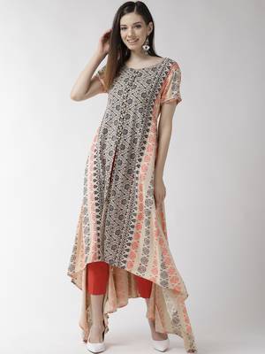 Off-white plain viscose rayon kurtas-and-kurtis 3