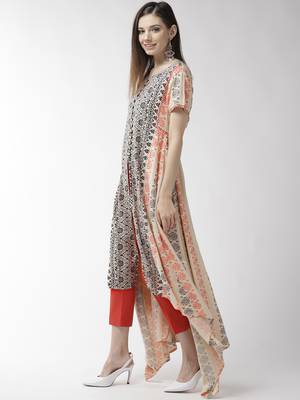 Off-white plain viscose rayon kurtas-and-kurtis 4
