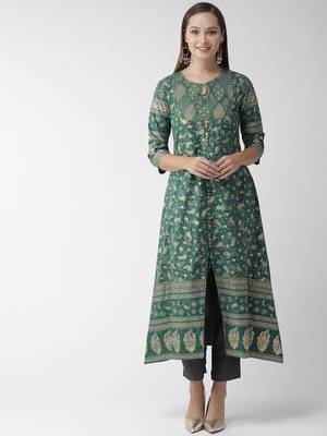 Green printed cotton kurtas-and-kurtis 1