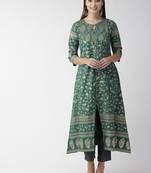 Green printed cotton kurtas-and-kurtis