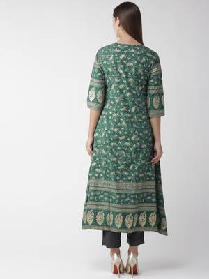 Green printed cotton kurtas-and-kurtis 2