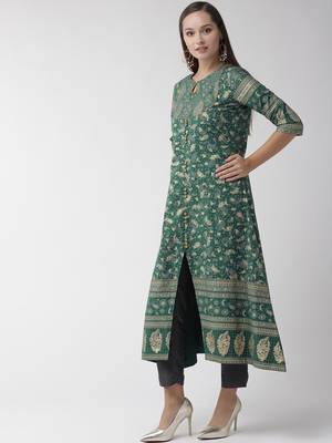 Green printed cotton kurtas-and-kurtis 3