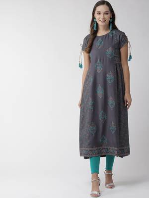 Charcoal printed viscose rayon kurtas-and-kurtis 1