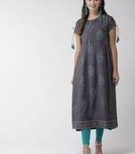 Charcoal printed viscose rayon kurtas-and-kurtis