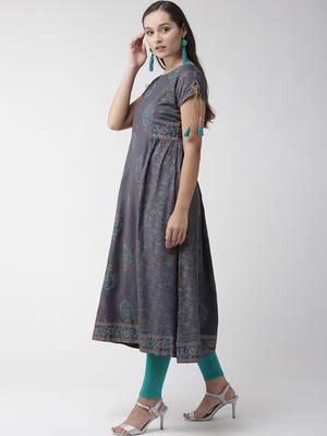Charcoal printed viscose rayon kurtas-and-kurtis 2