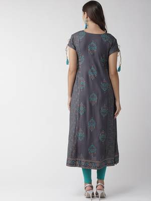 Charcoal printed viscose rayon kurtas-and-kurtis 3