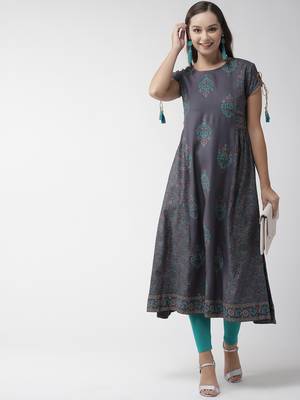 Charcoal printed viscose rayon kurtas-and-kurtis 4
