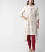 White printed viscose rayon kurtas-and-kurtis
