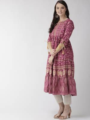 Purple printed cotton kurtas-and-kurtis 2