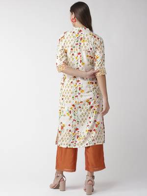 Off-white printed viscose rayon kurtas-and-kurtis 3