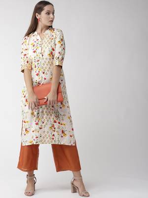 Off-white printed viscose rayon kurtas-and-kurtis 4