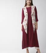 Maroon plain viscose rayon kurtas-and-kurtis