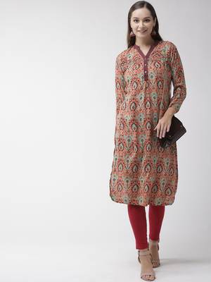 Maroon plain viscose rayon kurtas-and-kurtis 3