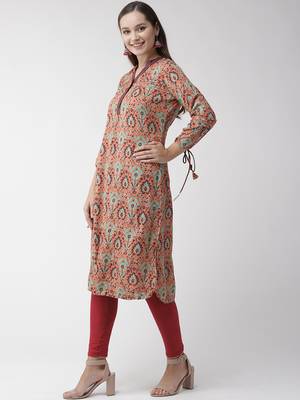 Maroon plain viscose rayon kurtas-and-kurtis 4